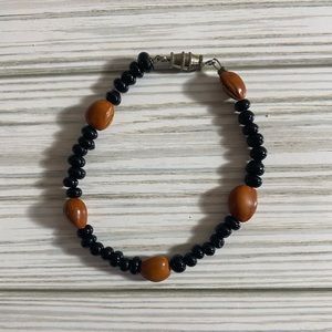 Handcrafted Black and Brown Beaded Bracelet